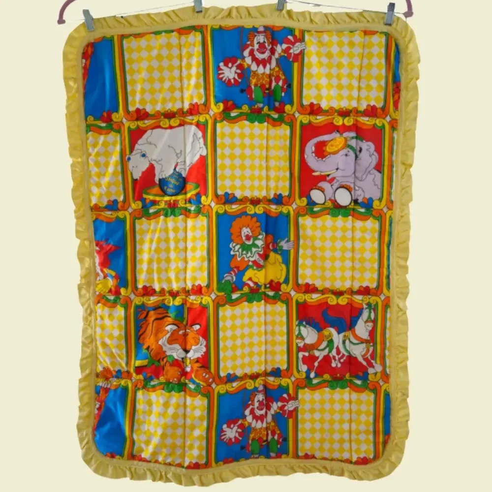 Vintage Ringling Bros Barnum & Bailey Baby Crib Blanket | 1970s Circus Nursery